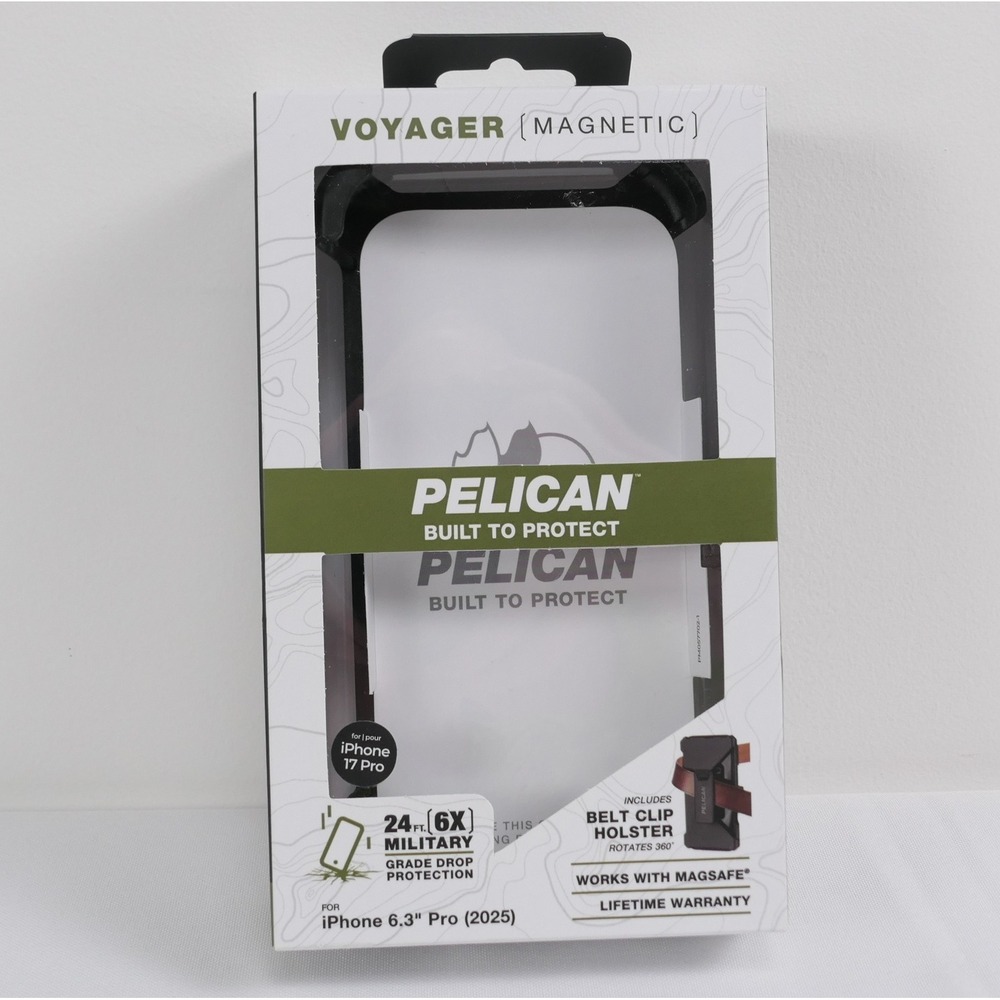 Pelican Voyager Magnetic iPhone 16 Pro Case w/ Belt Clip Holster Black PP057352